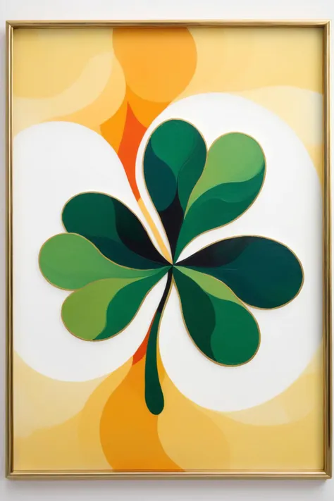 le parc,<lora:LeParc_AI_LoRA_XL_v2.1-000020:1>,d3qck artstyle,<lora:d3qck_artstyle:0.65>,
A decorative painting consisting of an abstract pattern formed by a four-leaf clover and repeated in a combination,picture frame,