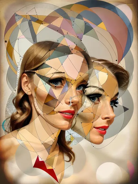 <lora:Collage:1>a collage of a woman's face with geometric shapes