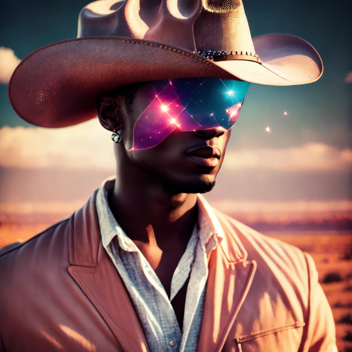 photo, a collage of a man wearing a cowboy hat (collage:1) (renderzoov21:1) <lora:surrealCollageLora_v10:1>