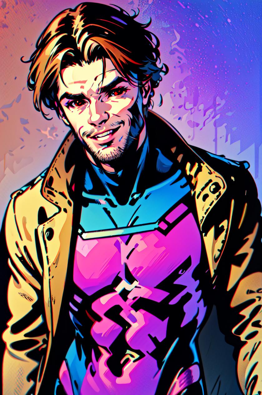 A man in a jacket and a pink shirt standing next to a building - SeaArt AI