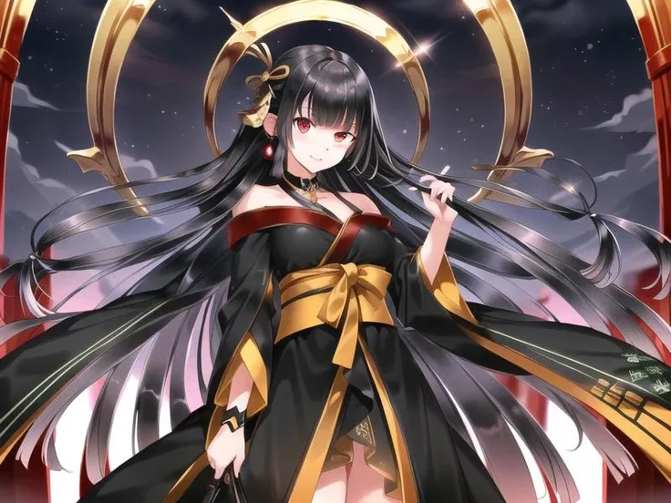 indoors, 1girl,<lora:tachibanayama_v1:0.7>tachibanayama,black hair, long hair,hair ornament, black kimono,, <lora:flatBG:-0.45> ,<lora:flat2:-0.45>,(dark light:1.2),(hyper extreme detailed),(masterpeace),(hyper extreme),(photorealistic),game cg,llustration,novel illustration,beautiful lighting,light from the front,
