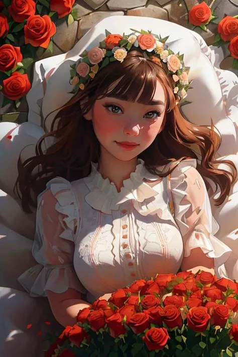 DEN_miyu_kiyoharaMK2,
(laying in a rose bed with heaps of roses wearing (flowers as clothing:1.3), (Roses:1.3), Rose, Rose petals, laying in a (pile of roses:1.3), (mound of roses:1.3), (heap of roses:1.3), lots of roses:1.2),
bokeh, f1.4, 40mm, photorealistic, raw, 8k, textured skin, skin pores, intricate details <lora:epi_noiseoffset2:1>, epiCRealism <lora:ClothingAdjuster3:-1>