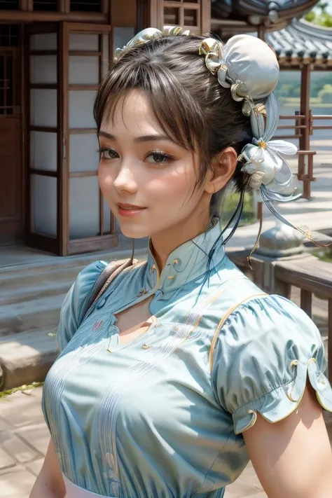 Shibuya、Streetscape、PaiChan, twin braids with blue ribbons, brown eyes, double bun,black hair,
standing, solo , upper body, 
blue Chinese clothes, red sash, pants, sleevless,cherry blossoms、cherry blossomsの花びら、cherry blossoms舞う、Knotting hair、colorful hair、Cross-eyed、Sloppy、Cross-eyed、Drunk、(the fool/Sexual Ecstasy)、highest quality、Real、Super delicate illustration、Beautiful and attractive anime girl、Slender body、One Girl、full body shot、Beautiful red eyes、