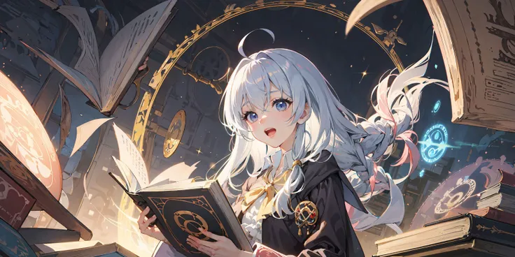 (masterpiece:1.2), best quality,PIXIV, Magic Circle,
,book,glowing,