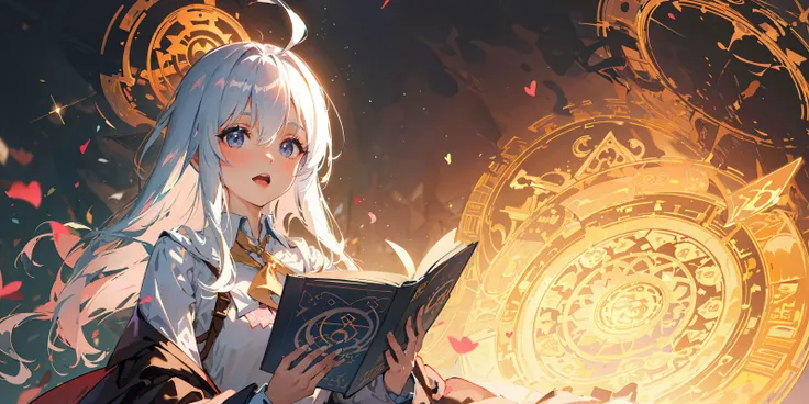 (masterpiece:1.2), best quality,PIXIV, Magic Circle,
,book,glowing,