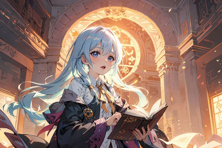 (masterpiece:1.2), best quality,PIXIV, Magic Circle,
,book,glowing,