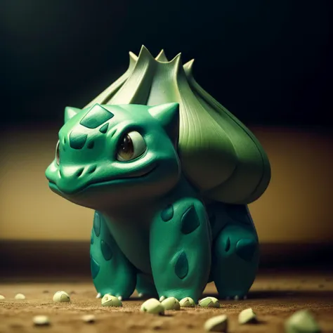 There is a small toy of a green dragon sitting on the ground - SeaArt AI