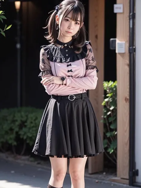 realistic, photorealistic, masterpiece, best quality, 1girl, solo, standing in street, night, looking at viewer, smile, jiraikei shirt, jiraikei skirt, black frilled socks,
<lora:jiraikei_v1:0.7>, puffy eyes, short trimed hairstyle, beautiful detailed eyes, (emotionless:1.6), embaressed, angry
