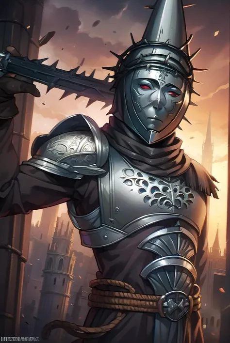penitentone, <lyco:penitentone-LYCORIStest:1>,
penitent one, gloves, 1boy, holding, weapon, sword, cape, holding weapon, armor, capelet, holding sword, helmet, shoulder armor, brown gloves, pauldrons, breastplate, full armor, (covered face:1.7), (black eyes:1.5),
BREAK ,
BREAK looking at viewer,
BREAK outdoors, castle,
BREAK <lora:GoodHands-vanilla:1>, (masterpiece:1.2), best quality, high resolution, unity 8k wallpaper, (illustration:0.8), (beautiful detailed eyes:1.6), extremely detailed face, perfect lighting, extremely detailed CG, (perfect hands, perfect anatomy),