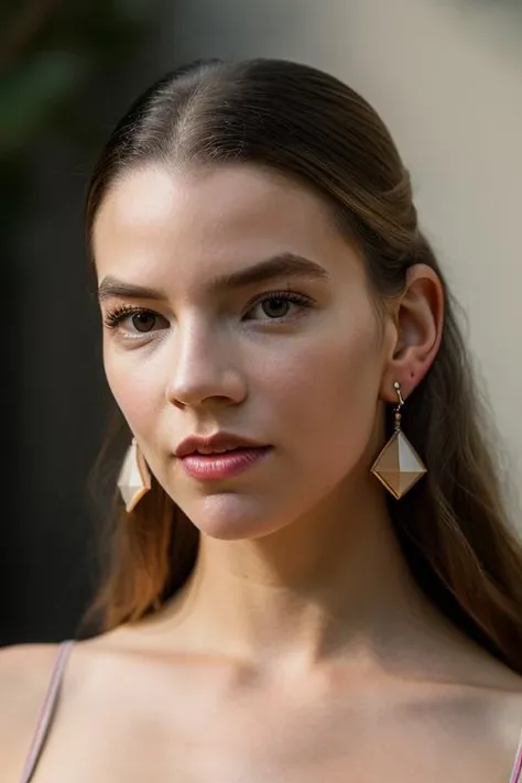 Realistic photo of a beautiful 4ny4t-v2 woman, 1girl, solo, long hair, looking at viewer, blonde hair, simple background, brown eyes, earrings, parted lips, teeth, grey background, lips, portrait, realistic, soft lighting, professional Photography, Photorealistic, detailed, RAW, analog, sharp focus, 8k, HD, DSLR, high quality, Fujifilm XT3, film grain, award winning, masterpiece<lora:4ny4t-v2:1.0>
