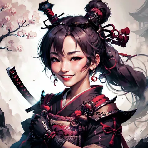 <lora:SamuraiPunkAIv3-000007:.9> SamuraiPunkAI woman smiling
