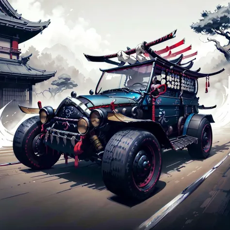 <lora:SamuraiPunkAIv3-000007:.9> SamuraiPunkAI car on road