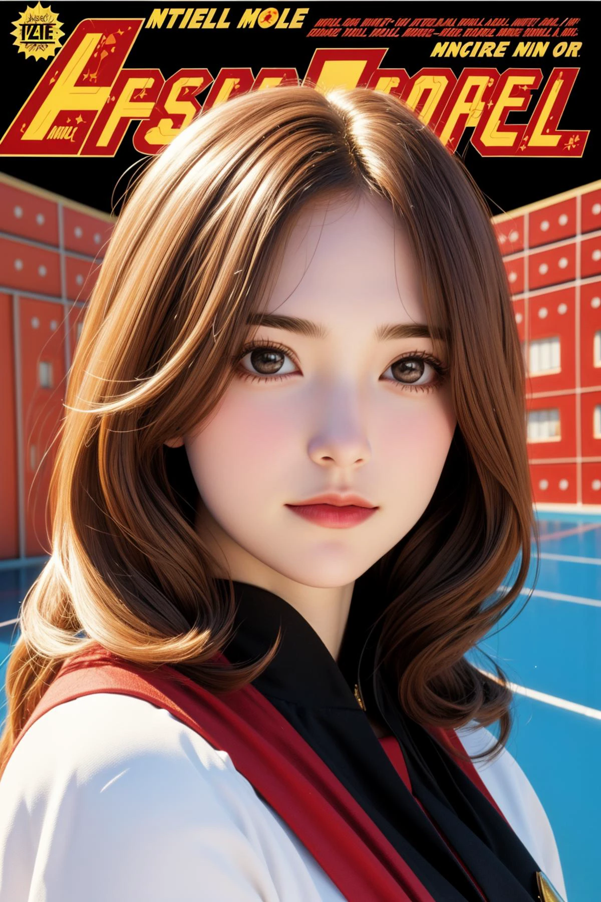 1girl, Retro comic style artwork, highly detailed Isabelle Huppert, comic book cover, symmetrical, Amaro