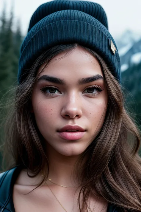 (Hail33St31nf3ld02-400:0.99), photorealistic, best quality, hyper detailed, beautiful woman, selfie photo, upper body, solo, wearing pullover, outdoors, (night), mountains, real life nature, stars, moon, (cheerful, happy), sleeping bag, gloves, sweater, beanie, flashlight, forest, rocks, river, wood, smoke, fog, clear sky, analog style, looking at viewer, skin texture, film grain, close up, ultra high res, best shadow, RAW, instagram LUT, <lora:add_detail:1>, RAW candid cinema, 16mm, color graded portra 400 film, remarkable color, ultra realistic, textured skin, remarkable detailed pupils, realistic dull skin noise, visible skin detail, skin fuzz, dry skin, shot with cinematic camera, detailed skin texture, (blush:0.2), (goosebumps:0.3), subsurface scattering