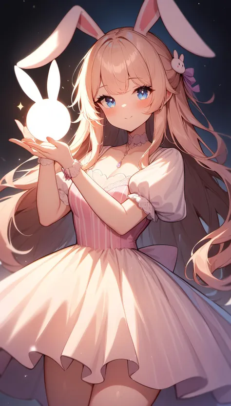 rabbitlight,1girl, rabbit light ,holding light,nice glorious dress,  <lora:rabbitlight:1>, masterpiece, best quality, very aesthetic, absurdres,