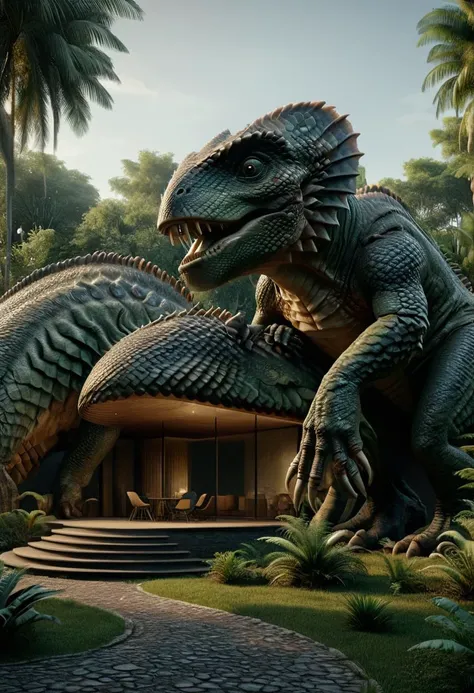 project, house in dinosaur, hexagonal scales, light and shadow, High detailed RAW color Photo, 8k, <lora:Scaleborn_SDXL:0.9> <lora:ral-mythcr:1>