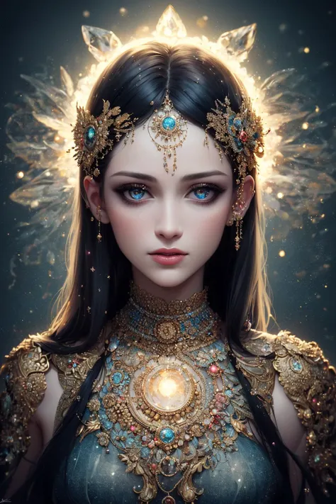 ((best quality)), ((masterpiece)), ((realistic)), portrait,
1girl, celestial, deity, goddess, light particles, halo, looking at viewer,
(bioluminescent:0.95), vibrant, colourful, color, (glowing, glow),
(beautiful composition), cinematic lighting, intricate, (symmetrical:0.5), whimsical,
<lora:ButterflyX_v26:0.6>