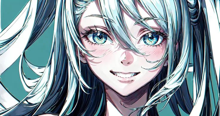 (masterpiece, absurdres:1.1), 1girl, soft grin, (upper body), (green eyes:1.1), (fancy background:1.3), scientist, (evil:0.87)