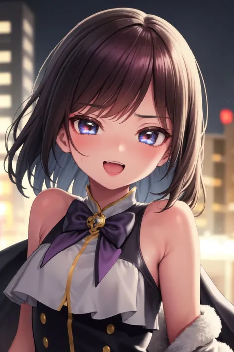 upper body, (mahoushoujo:1), 1girl, dreadlocks, :D upper teeth disgusted eyes, bow, city, frontlighting <lora:mahoushoujo_cpt_v01:1> <lora:kase_daiki_style_v06:0.8>