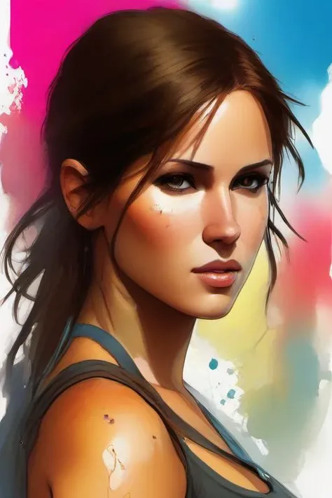 Masterpiece,High Quality,illustration,
 <lora:PE_ColorPortraitWoman:1> PEColorPortraitWoman,
Lara Croft
