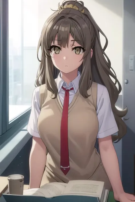 riofutaba, <lora:rio futaba s1-lora-nochekaiser:1>,
rio futaba, long hair, brown hair, (brown eyes:1.5),
BREAK shirt, hair ornament, school uniform, white shirt, ponytail, short sleeves, necktie, scrunchie, red necktie, hair scrunchie,
BREAK indoors, classroom,
BREAK looking at viewer, (cowboy shot:1.5),
BREAK <lyco:GoodHands-beta2:1>, (masterpiece:1.2), best quality, high resolution, unity 8k wallpaper, (illustration:0.8), (beautiful detailed eyes:1.6), extremely detailed face, perfect lighting, extremely detailed CG, (perfect hands, perfect anatomy),