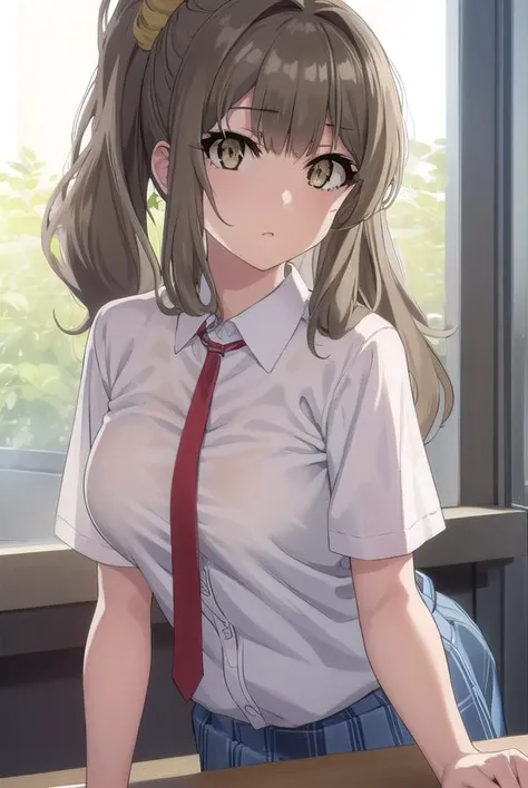 riofutaba, <lora:rio futaba s1-lora-nochekaiser:1>,
rio futaba, long hair, brown hair, (brown eyes:1.5),
BREAK shirt, hair ornament, school uniform, white shirt, ponytail, short sleeves, necktie, scrunchie, red necktie, hair scrunchie,
BREAK indoors, classroom,
BREAK looking at viewer, (cowboy shot:1.5),
BREAK <lyco:GoodHands-beta2:1>, (masterpiece:1.2), best quality, high resolution, unity 8k wallpaper, (illustration:0.8), (beautiful detailed eyes:1.6), extremely detailed face, perfect lighting, extremely detailed CG, (perfect hands, perfect anatomy),