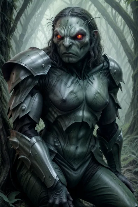 a muscular monsters00d in heavy armor sitting in a green forest, black-armor, shiny-armor, at-a-distance, red eyes, pale skin, scary, (fantasy-theme),
<lora:monsters00d:0.8> <lora:FemAlien:0.8> femalien