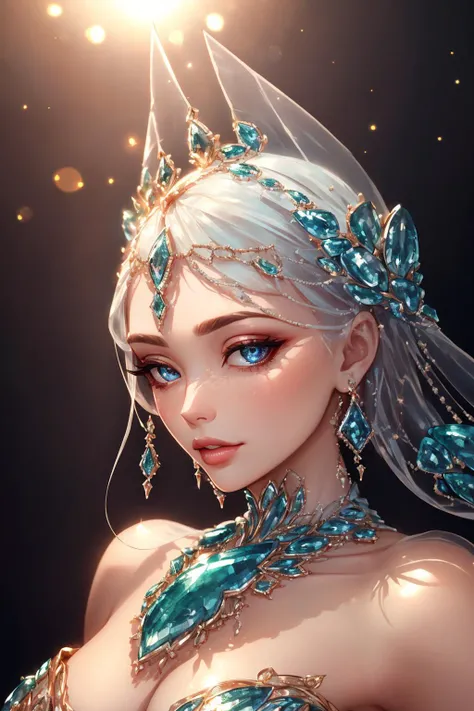 gems, <lora:Gem-Studded-V1:1>, (sharp focus:1.2), portrait, ((posing)), (beautiful face:1.1), detailed eyes, luscious lips, ((skindentation)), (bright studio lighting:1.2), depth of field, bokeh, 4K, HD