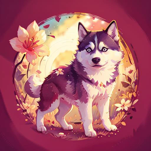 ((masterpiece)) ((cute)), husky dog, ((no humans)), cherry blossoms, IrisCompiet style, ((watercolor)) painting, (((circle art))), ((solo)) <lora:IrisCompietStyle:1> <lora:COOLKIDS_MERGE_V2.5:0.6> <lora:hashiqi:0.5><lora:CircleArt_Sora:0.7>