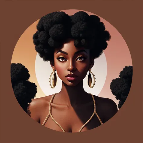 concept art magical black women, professional, glamourous, beautiful natural hair <lora:CircleArt_Sora:0.8> Circle, Art, no background . digital artwork, illustrative, painterly, matte painting, highly detailed