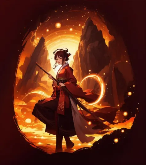 masterpiece, best best quality, Art, Circle, 1 girl wearing hanfu, holding weapon, Wide Shot, night sky, moon,
<lora:CircleArt_Sora:0.9>