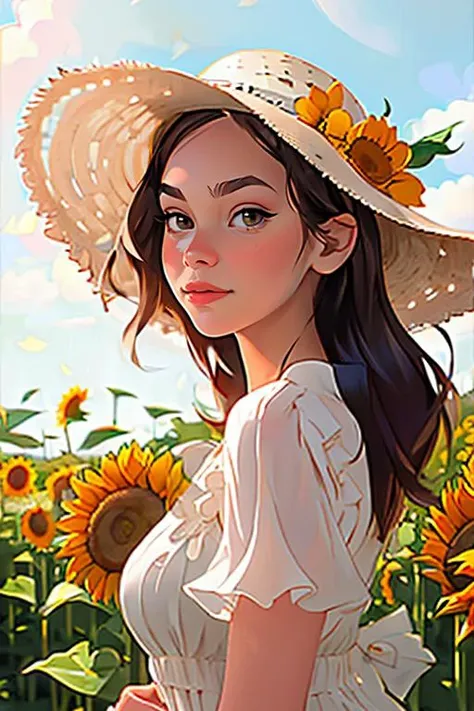 Merger_anna_carems,
walking through a field of sunflowers wearing a summer dress and sun hat, field, sunflowers, summer, scenic,
bokeh, f1.4, 40mm, photorealistic, raw, 8k, textured skin, skin pores, intricate details <lora:epi_noiseoffset2:1>, epiCRealism <lora:ClothingAdjuster3:-0.8>