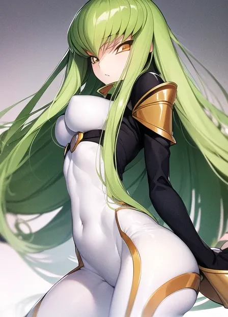 <lora:TsumasakyCCCodeGeass_v1:0.8>, c.c., wavy hair, masterpiece, code geass, very long hair, white bodysuit