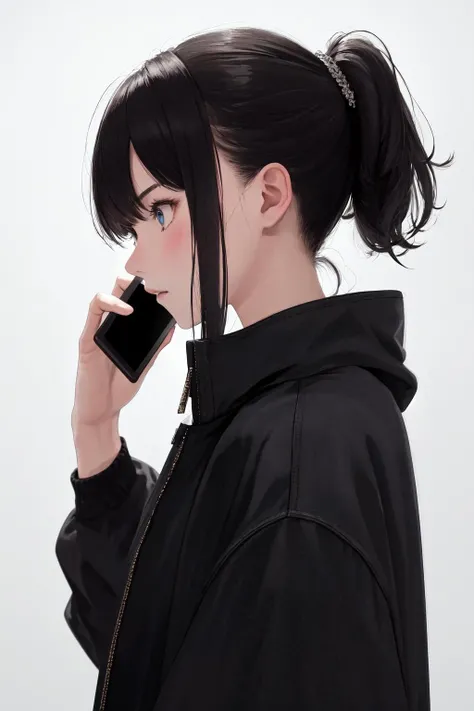 masterpiece, best quality, highres, 1girl, from side, talking on phone <lora:talking_on_phone_holding:1>