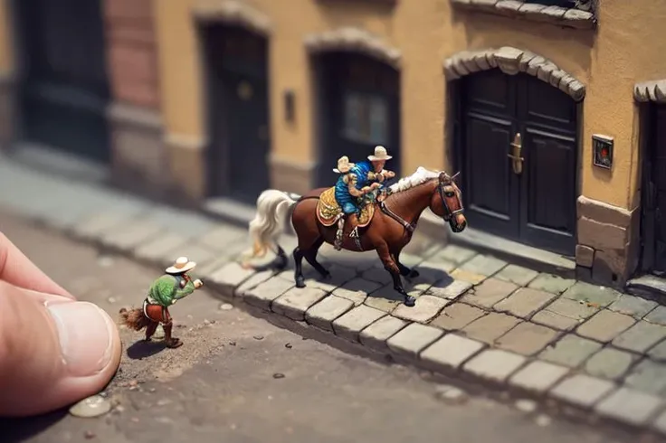 realistic, (best quality, masterpiece:1.3), kkw-micro, horse,  street,