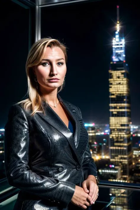 (masterpiece) (high quality) (professional) (realistic) portrait of Ebba Busch <lora:Ebba_Busch_vng:1> on top of a skyscraper at night, moon in the background, (HDR) high contrast, two tone lighting, (half portrait composition)