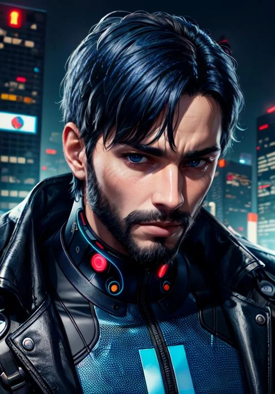 1boy, male focus, solo, facial hair, wild beard, (toned:0.1), dark [blue|black] hair, formal, looking at viewer, portrait, close up, (from above:0.9), suit, dark theme, ([cyberpunk|steampunk]:1.3), cartoon stylish, (expressive), (cybernetic:1.18), superman, toned, serious, vibrant, (colorful, thick outlines, flat color:1.12), fantasy
<lora:more_details:0.5>