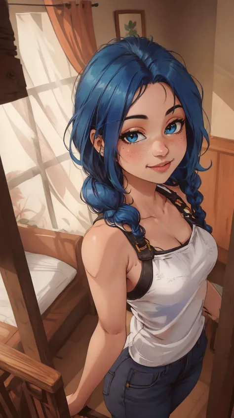 sfw, (masterpiece, best quality:1.2),2.5D, extremely intricate, (face focus), 1girl, solo, solo focus, detailed eyes, deep eyes, (freckles:0.8), cinematic light, rim lighting, ultra high res, perfect anatomy, best shadow, delicate, arcane style, (JinxLol,:1.2), (petite),
asymmetrical bangs, collarbone, (small breasts:1.3), long hair, red lips, (pink eyes), arcane jinx, jinx \(league of legends\)
from front,
<lora:jinx:1>,<lora:arcane_offset:0.2>,
detailed background, night, bedroom,
shiny skin,
beautiful, standing,
<lora:GoodHands-beta2:1><lora:shirtliftv1:1> shirtlift,showing off her tits,
(high detailed skin), (photorealistic), (realistic face, perfect eyes, perfect face),
(naughty, parted lips:1.2), detailed teeth, (blushing:1.3), hoodnude, (cute), smile,
makeup, (midriff, navel) , red lipstick, tattoo, (red sweater, nipples, pussy, pubic hair:1.2), abs, muscles,
<lora:noribs_v11:1.1>,
<lora:add_detail:0.3>