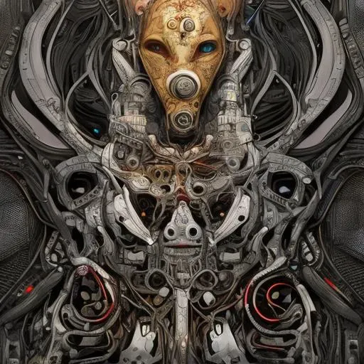 a symbiotic creature mixing human and machine features, photorealistic, high-res, intricate details, style bse