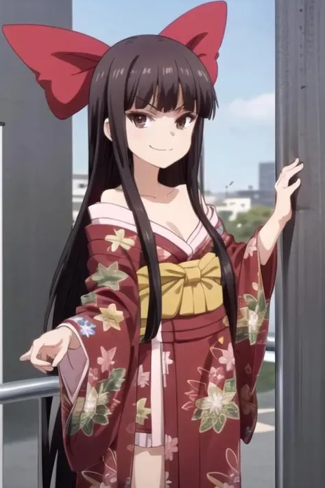 (((pixel-perfect, detail-perfect))), solo, 1girl, <lora:nene-rakudaikishi-01:0.65>, nene saikyou, kimono, off shoulders, looking at viewer, smirk, smug