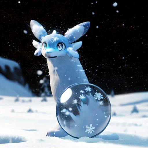 ((chillet)), animal focus, feral, quadruped, orb, solo, chillet inside large transparent orb
BREAK
Snow, Snowflakes, Winter