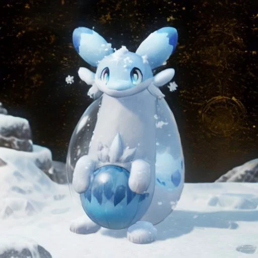 chillet, animal focus, feral, quadruped, orb, solo, ((chillet inside large transparent orb))
BREAK
Snow, Snowflakes, Winter