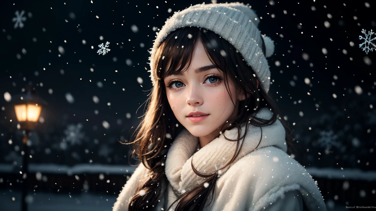 1 girl, charming, portrait, cinematic lighting, (smile:0.7), winter, (snow), (snowflakes), masterpiece, best quality, <lyco:effect_Sora:0.8>, <lora:Sora_TT2:0.8>, (masterpiece,best quality:1.5), ultra realistic,32k,RAW photo,(high detailed skin:1.2), 8k uhd, dslr, soft lighting, high quality, film grain