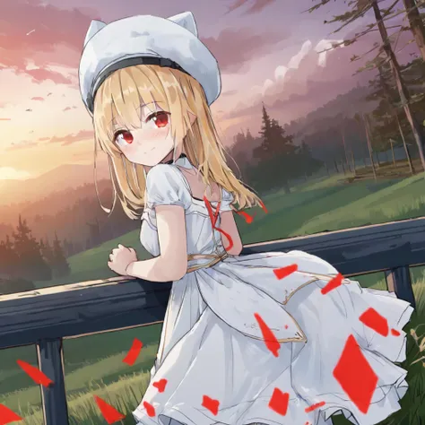 Noel Cornehl,1girl, blonde hair, white hat, white dress, red eyes, <lora:Noel_Cornehl_XL_v1_AutoRunMech:0.87> <lora:SimplePositive_XL_v1_AutoRunMech:2>