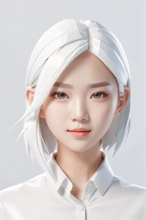low-poly style A hyper-realistic white portrait of a pretty young asian female student with delicate features and bright, highly detailed, bright and inviting, trending on Instagram and other social media, <lora:SDXL_White_Sa_May:1.0> . low-poly game art, polygon mesh, jagged, blocky, wireframe edges, centered composition