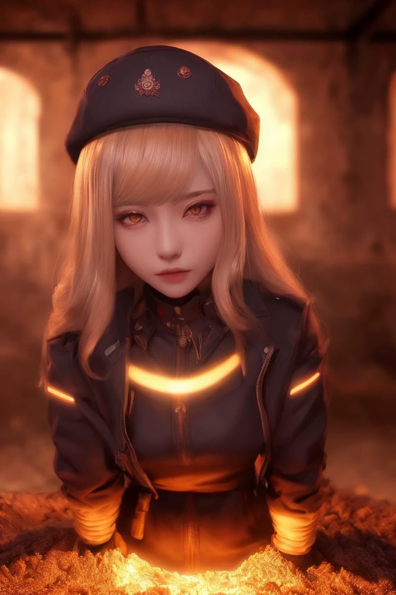 nikirabi, (crypt in background),cap, red glowing eyes, blonde hair,
(full body: 1.2), whole body, (best quality:1.2), (extremely detailed illustration:1.2), (extremely detailed and beautiful:1.3), (masterpiece:1.2), (ultra-detailed:1.4), (cinematic lighting:1.3), (high resolution:1.2), looking at viewer,
<lora:MUSE_girlfriend_v2:0.4>, <lora:nikkeRapiNIKKE_v10:1>