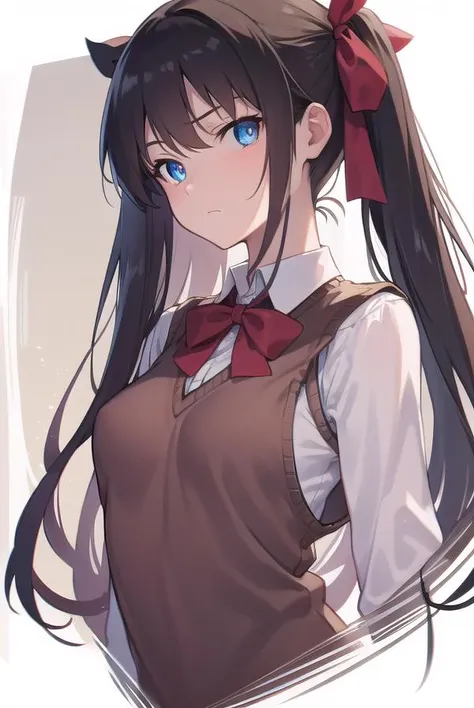 rintohsaka, <lora:rintohsakatest:1>, rin tohsaka, aqua eyes, black hair, hair ribbon, long hair, ribbon, sidelocks, two side up,
BREAK (brown sweater vest:1.2), collared shirt, homurahara academy school uniform, neck ribbon, ribbon, school uniform, shirt, sweater vest, white shirt,
BREAK outside, city,
BREAK looking at viewer, BREAK <lora:GoodHands-vanilla:1>, (masterpiece:1.2), best quality, high resolution, unity 8k wallpaper, (illustration:0.8), (beautiful detailed eyes:1.6), extremely detailed face, perfect lighting, extremely detailed CG, (perfect hands, perfect anatomy),