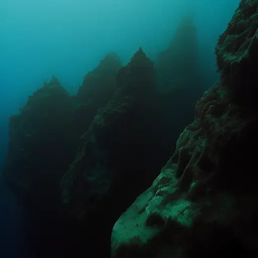 ocean floor dark murky rocks boulders kelp ,
<lora:thalassophobia:1>