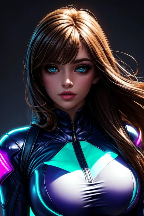 (ultra realistic,32k,RAW photo:1.1),(high detailed skin:1.1), 8k uhd, dslr, high quality, film grain, (makeup, mascara:1.1), lips,(thick\lips\),
(shiny glossy translucent clothing:1.1), <lora:harukasenran:0.5>teal eyes, eyelashes, bangs, brown hair, long hair, purple jumpsuit, <lora:add_detail:0.97>, huge breast, (upper body:1.2)
Standing, pretending to hold a sunflower,
(busty:1.1) , (chubby:0.1),(soft shaded neon light:1.2),<lora:LowRA:0.4>, dark theme, blank background