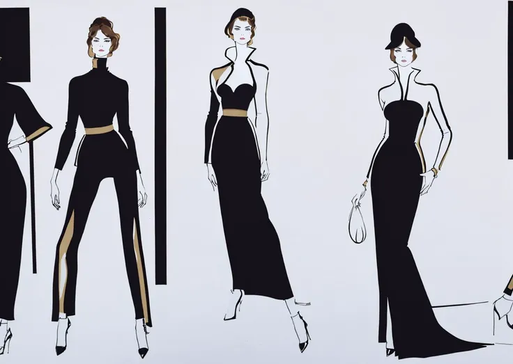 <lora:ts-巴黿¶è£
å¨:0.4>, t-s,full body, illustration by Jacqueline bissett <lora:bissett-02:0.9> , model wearing high fashion, solo focus, expressive, high fashion, haute couture, tariq <lora:fashion:0.5>